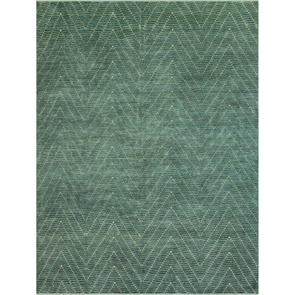 Isabelline Herto OneofaKind 9'11" X 13'3" 2022 Wool Area Rug Green